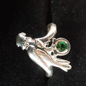 AUTHENTIC, IMPORTED,STERLING SILVER FERRAGAMO PARROT RING  WITH FERRAGAMO MOTIF
